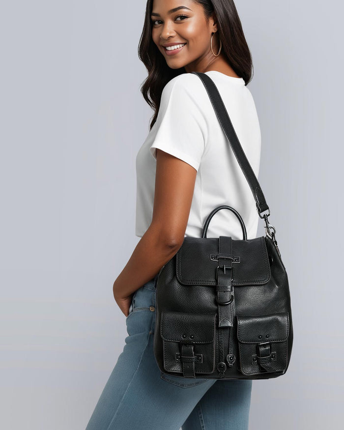 Aimee Kestenberg Saddle-Up Backpack Black With Shiny Black