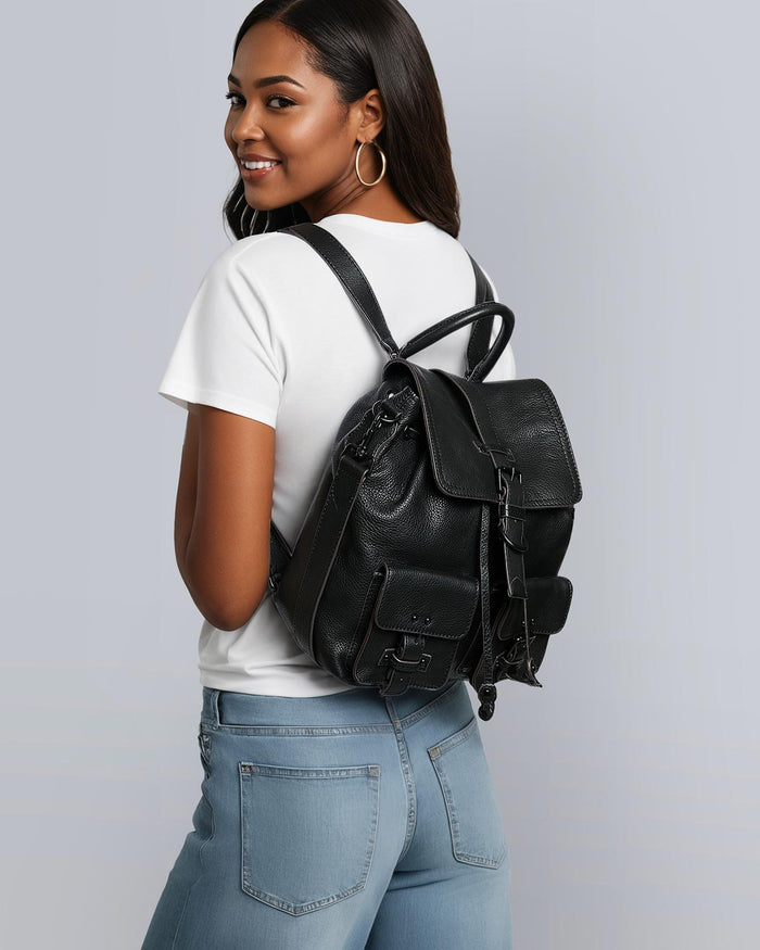 Aimee Kestenberg Saddle-Up Backpack Black With Shiny Black