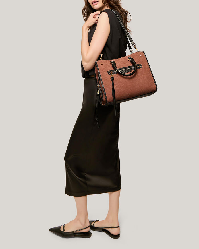 Aimee Kestenberg Stockbridge Triple Entry Satchel Nutshell Colorblock