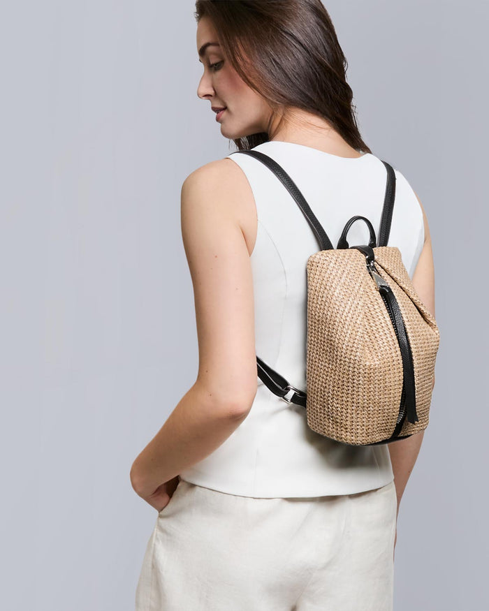Aimee Kestenberg Tamitha Raffia Mini Backpack Raffia Black