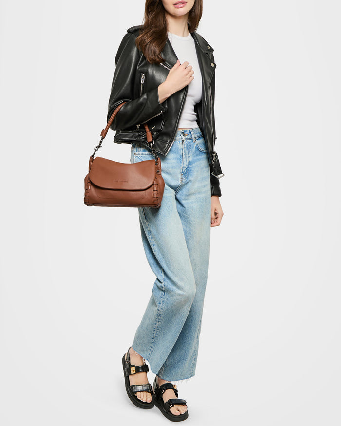 Aimee Kestenberg Zen Convertible Crossbody Chestnut Brown With Gunmetal