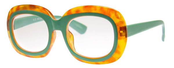 aj morgan Bold Oversized Readers in a Two-Tone Pattern / 81065 Happy Face