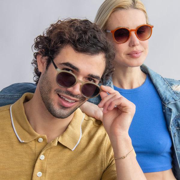 Aj Morgan Retro Round Sunglasses In A Slim Silhouette And Two-toned Design For Men And Women / Mousey - 88593