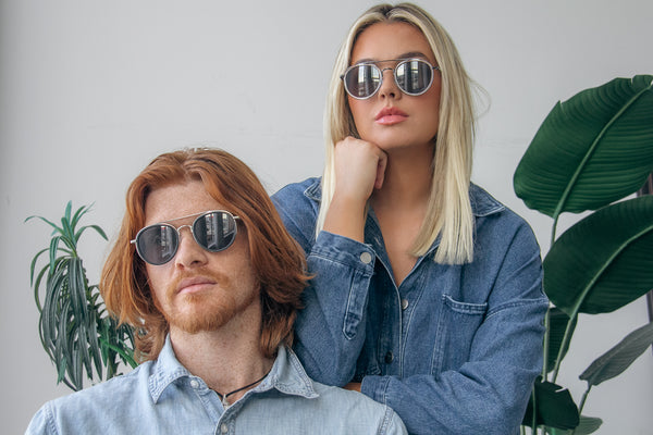 Aj Morgan Retro Unisex Sunglasses In A Round Silhouette And Metal Detailing / Space Cadet - 88579