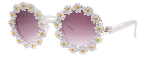 aj morgan Vintage-Inspired Round Sunglasses with Daisy Trim for Women / 84108 Daisy Mae