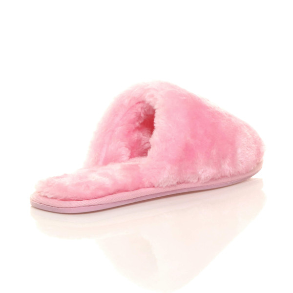 Ajvani Flat Faux Fur Fluffy Mules Slippers - T2951