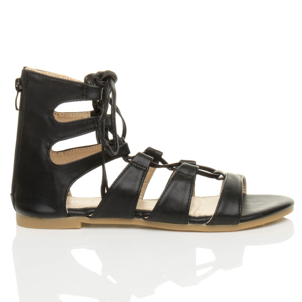 Ajvani Flat Lace Up Ghillie Tie Up Sandals - H1727