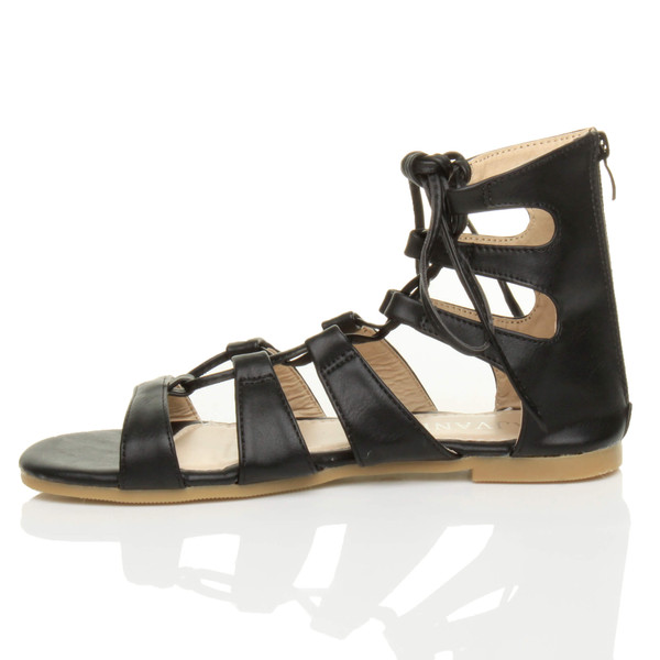 Ajvani Flat Lace Up Ghillie Tie Up Sandals - H1727