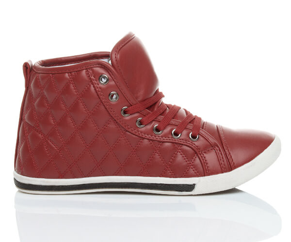 Ajvani Flat Lace Up Quilted Hi-Top Trainers - Y9594