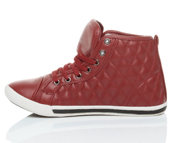 Ajvani Flat Lace Up Quilted Hi-Top Trainers - Y9594