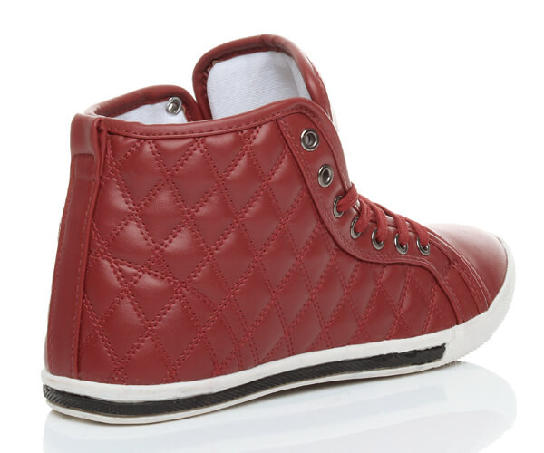 Ajvani Flat Lace Up Quilted Hi-Top Trainers - Y9594