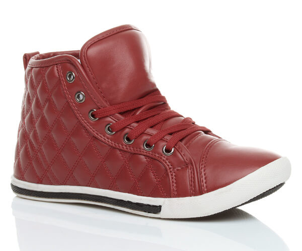 ajvani Flat Lace Up Quilted Hi-Top Trainers - Y9594