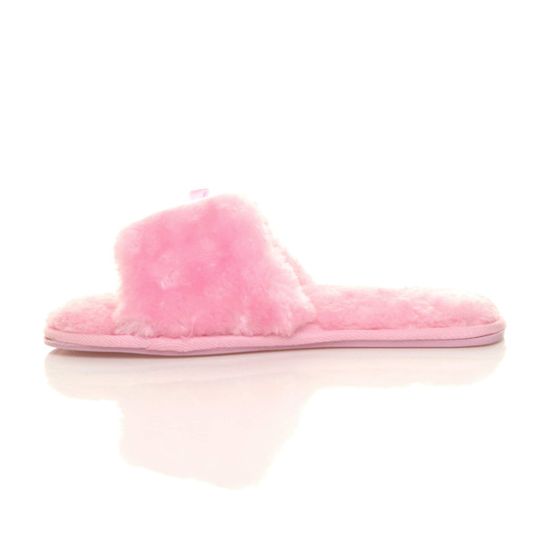 Ajvani Flat Peep Toe Faux Fur Mules Slippers - V4655