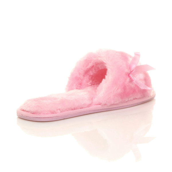 Ajvani Flat Peep Toe Faux Fur Mules Slippers - V4655