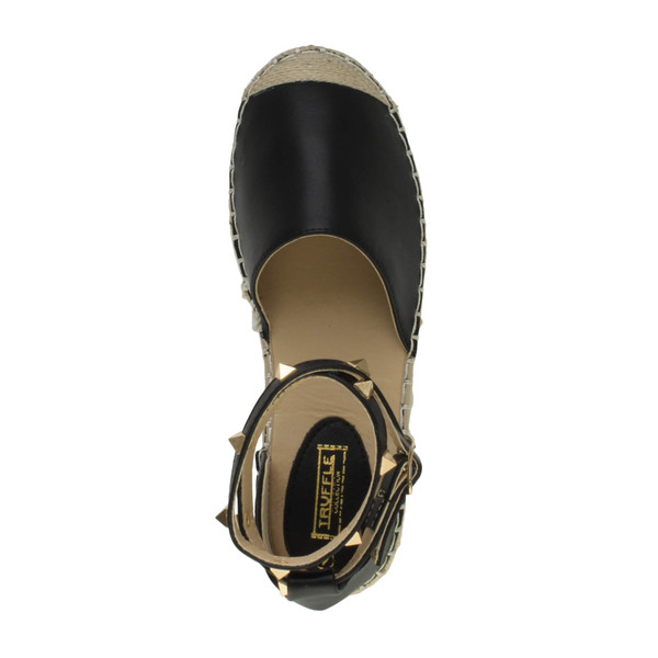 Ajvani Flat Studded Ankle Strap Espadrilles - B1325