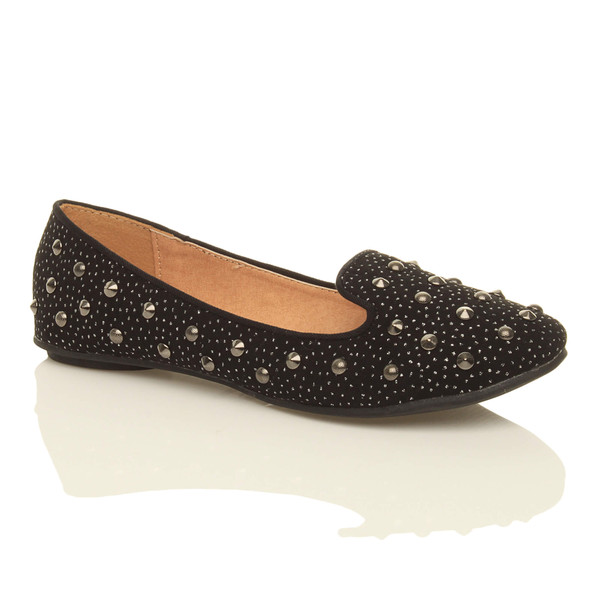 ajvani Flat Studded Loafers Dolly Shoes - N6032