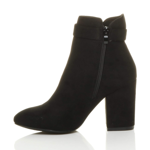 Ajvani High Block Heel Gold Zip Ankle Boots - R4960