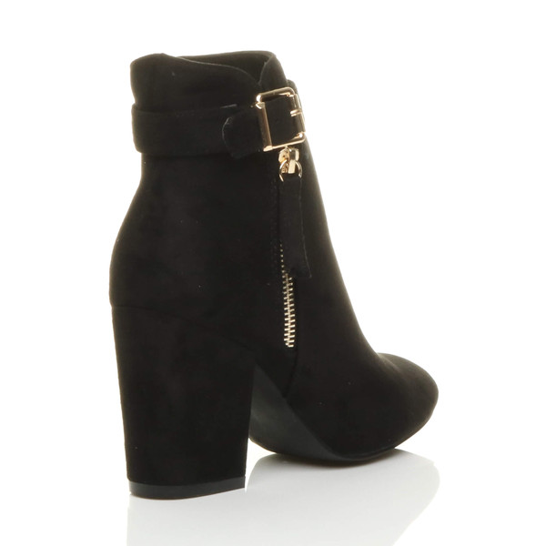 Ajvani High Block Heel Gold Zip Ankle Boots - R4960