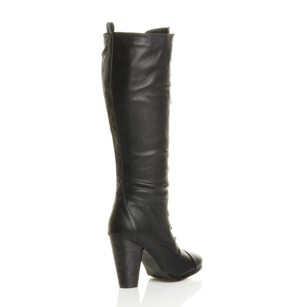 Ajvani High Heel Biker Military Calf Boots - L3186