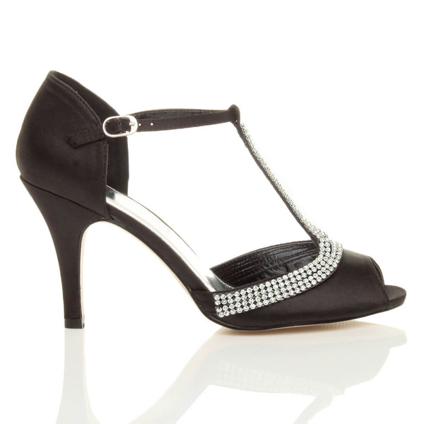 Ajvani High Heel Diamante T-Bar Sandals - L7225