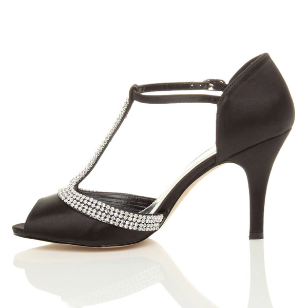 Ajvani High Heel Diamante T-Bar Sandals - L7225