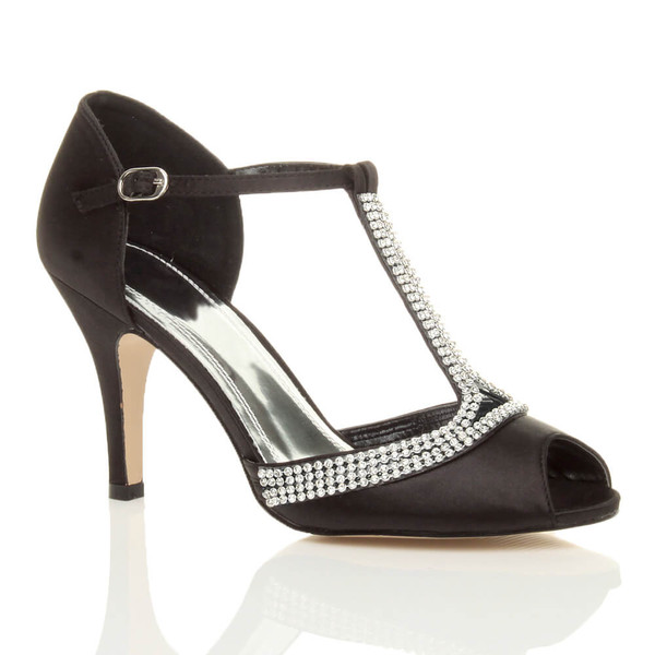 ajvani High Heel Diamante T-Bar Sandals - L7225