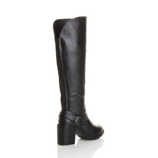 Ajvani High Heel Wide Calf Biker Knee Boots - C8029