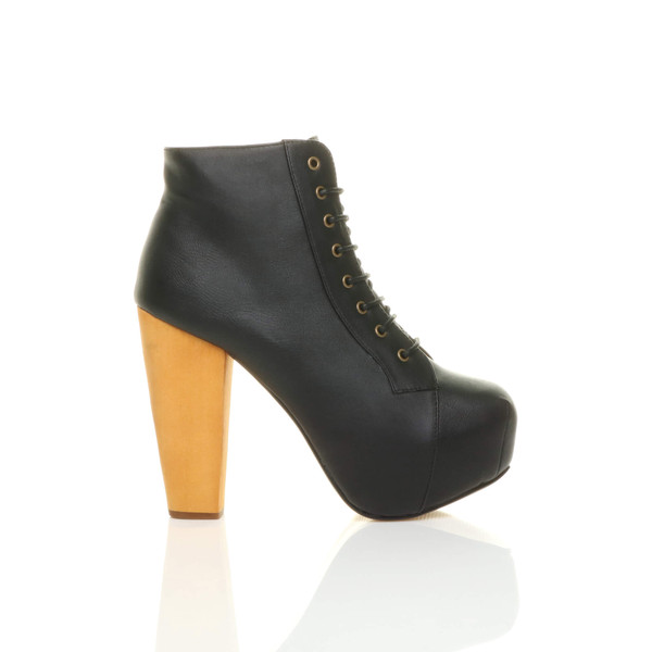 Ajvani High Wooden Heel Platform Ankle Boots - R6377
