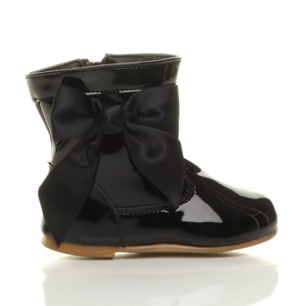 Ajvani Infants Flat Bow Calf Ankle Boots - J5770