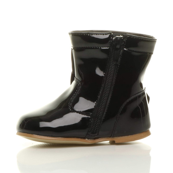 Ajvani Infants Flat Bow Calf Ankle Boots - J5770