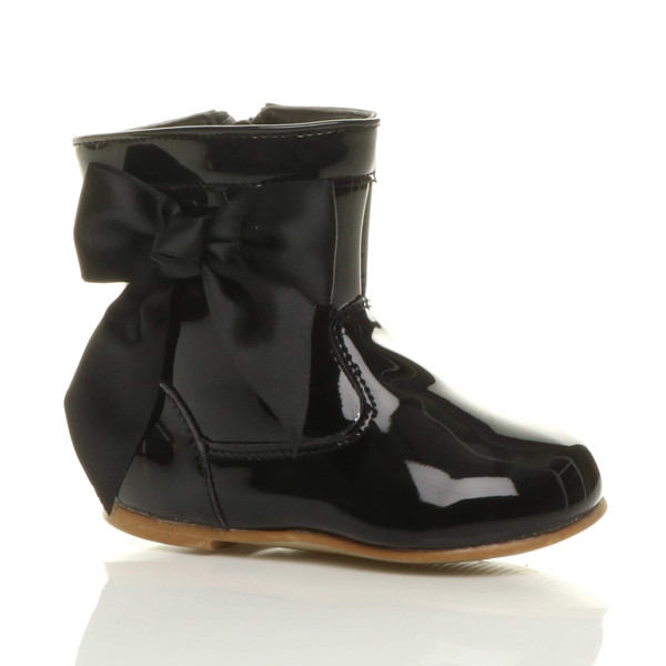 ajvani Infants Flat Bow Calf Ankle Boots - J5770
