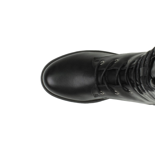 Ajvani Low Heel Biker Military Calf Boots - D4668