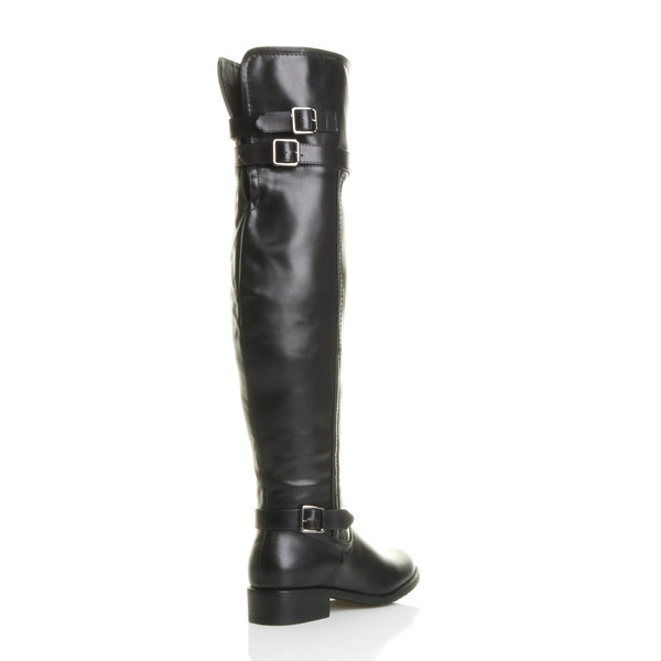 Ajvani Low Heel Biker Over The Knee Boots - H7814