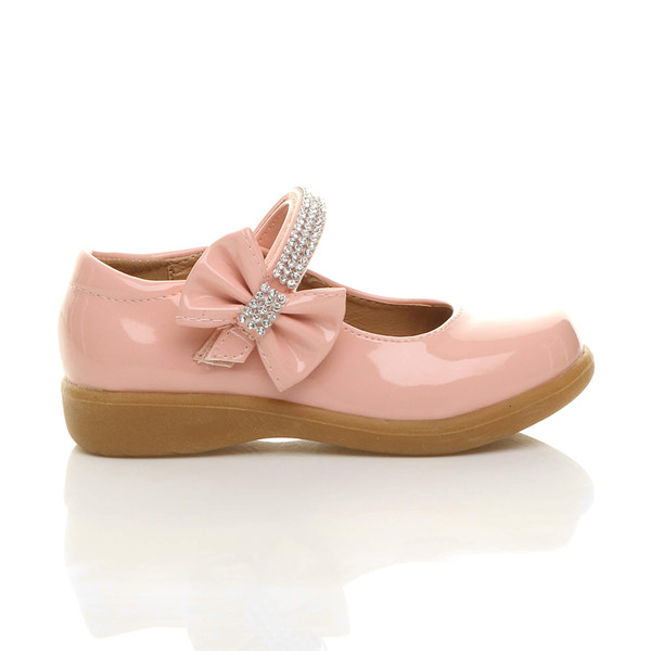 Ajvani Low Heel Diamante Bow Mary Jane Shoes - T4630