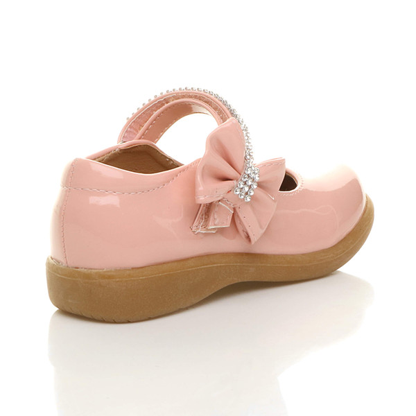 Ajvani Low Heel Diamante Bow Mary Jane Shoes - T4630