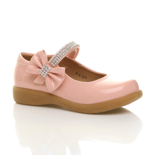 ajvani Low Heel Diamante Bow Mary Jane Shoes - T4630
