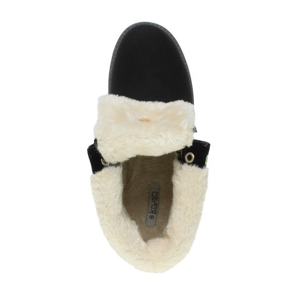 Ajvani Low Heel Fur Lined Biker Worker Boots - D2757