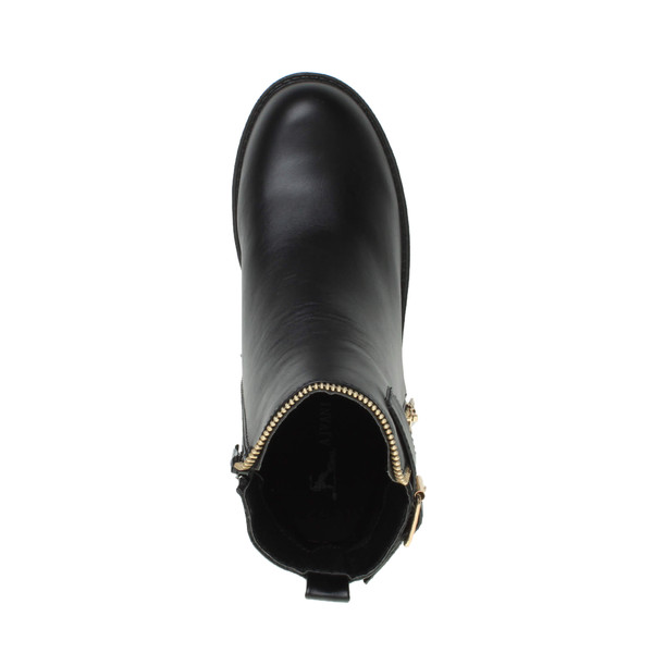 Ajvani Low Heel Gold Zip Biker Ankle Boots - Y8369