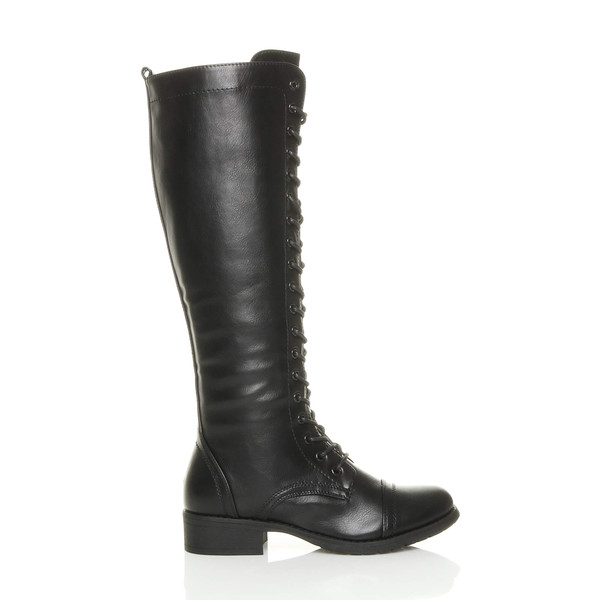 Ajvani Low Heel Military Calf Knee Boots - O1901