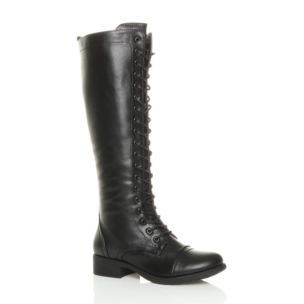 ajvani Low Heel Military Calf Knee Boots - O1901