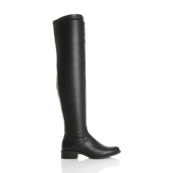 Ajvani Low Heel Stretch Over The Knee Boots - Y4895