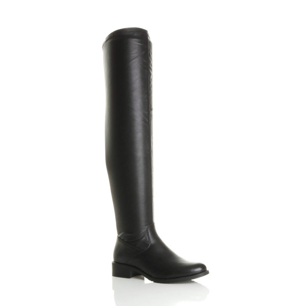 ajvani Low Heel Stretch Over The Knee Boots - Y4895