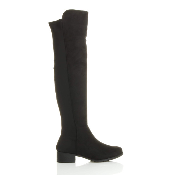 Ajvani Low Heel Stretchy Over The Knee Boots - I0740