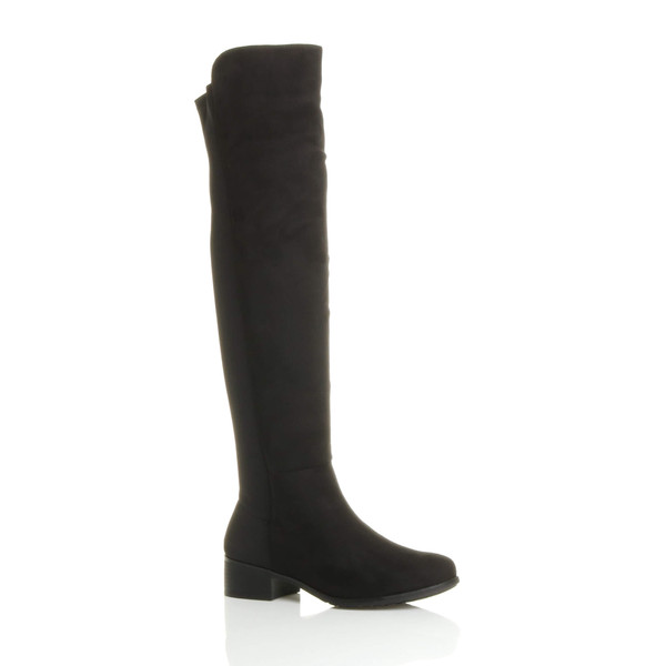 ajvani Low Heel Stretchy Over The Knee Boots - I0740