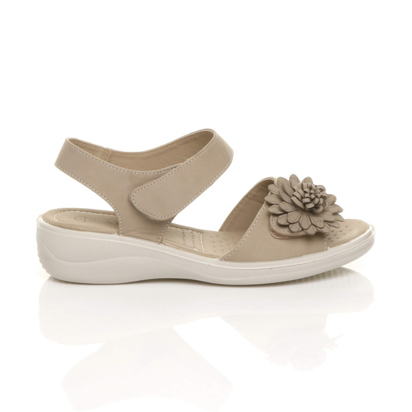Ajvani Low Heel Wedge Flower Comfort Sandals - W3189