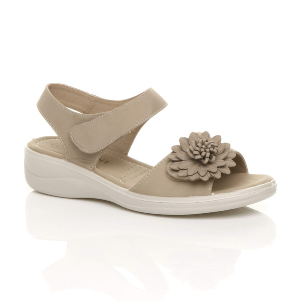 ajvani Low Heel Wedge Flower Comfort Sandals - W3189