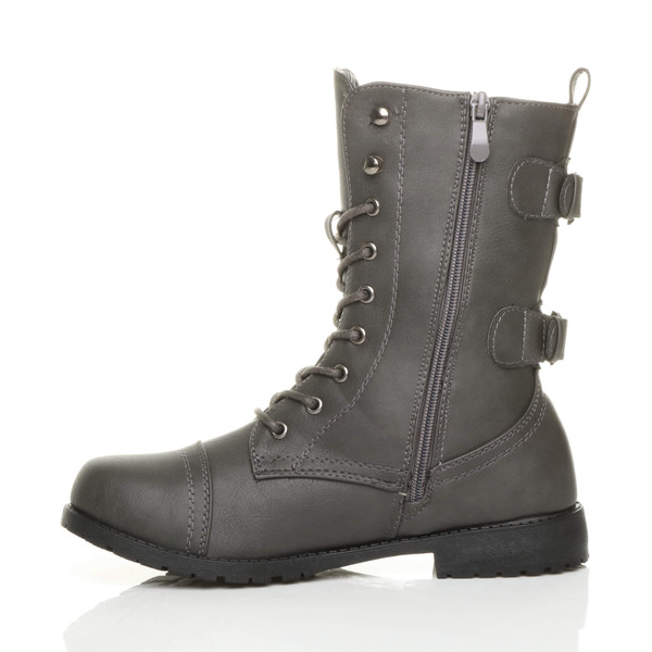 Ajvani Low Heel Zip Military Ankle Boots - G9855