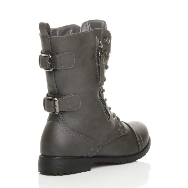 Ajvani Low Heel Zip Military Ankle Boots - G9855