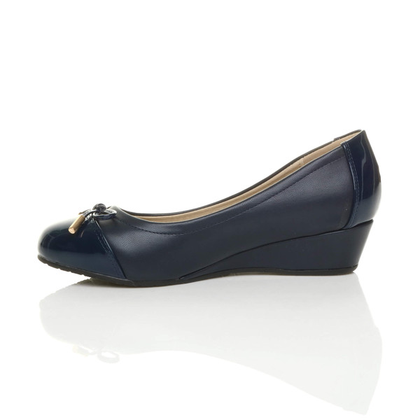 Ajvani Low Mid Wedge Bow Court Shoes - E2703