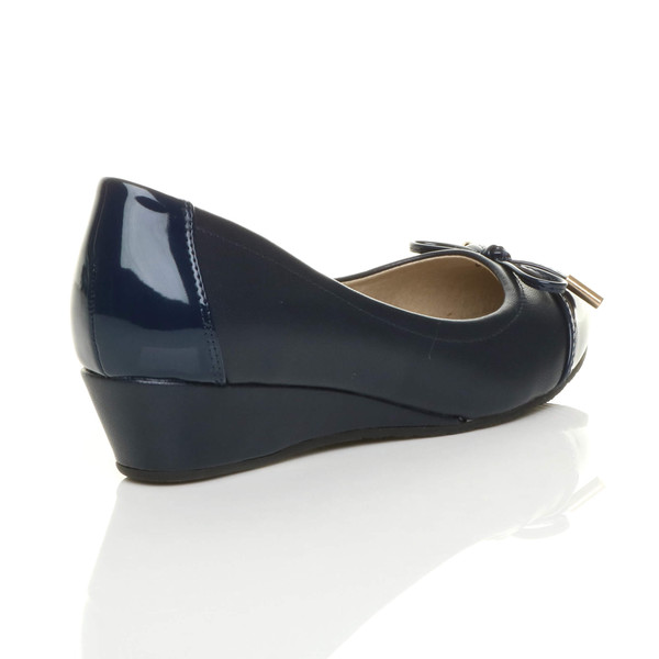 Ajvani Low Mid Wedge Bow Court Shoes - E2703